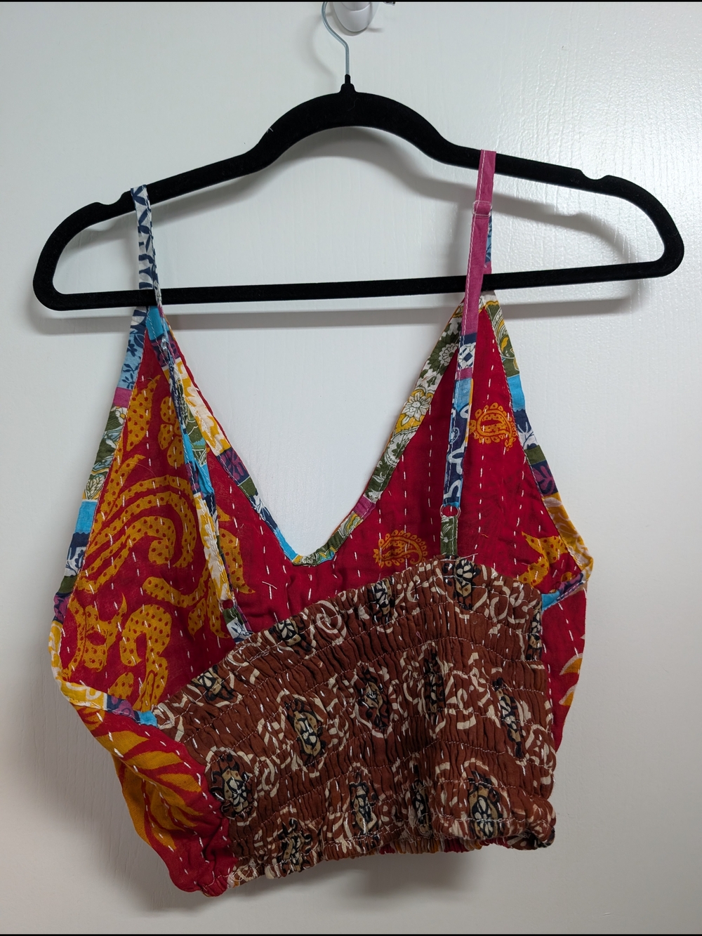 Kathmandu Imports Red & Mustard Floral Crop Top - Picture 2 of 2